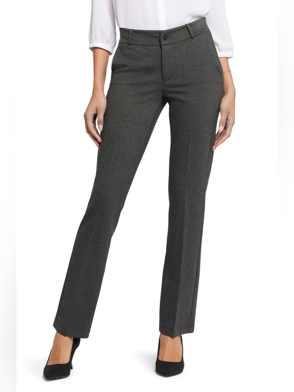 NYDJ Sculpt-Her Classic Trouser Pants Charcoal Heather Lift Tuck NWT 10P Petite
